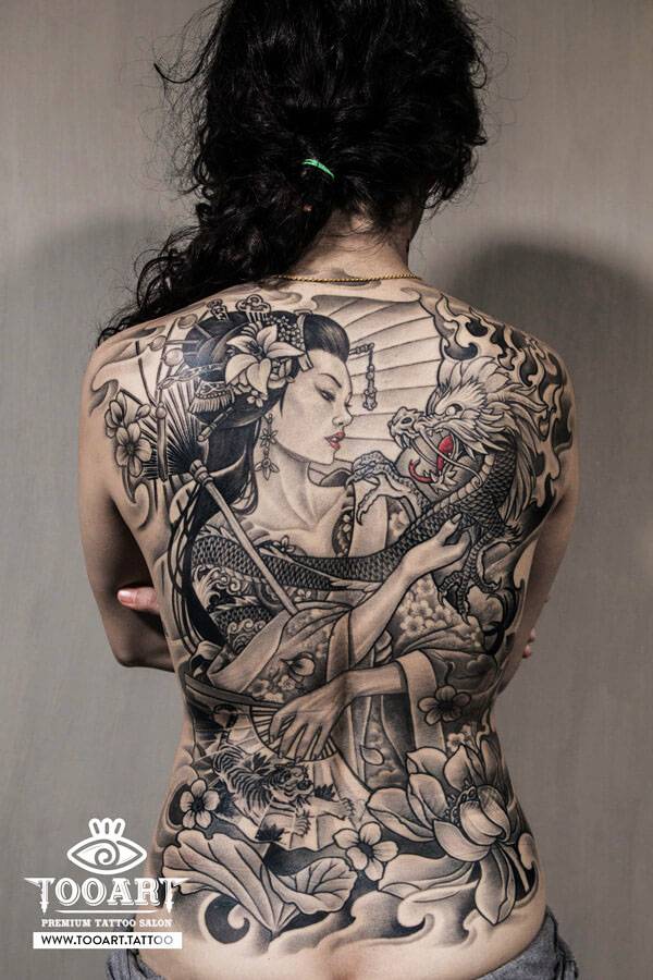 hình xăm geisha full lưng